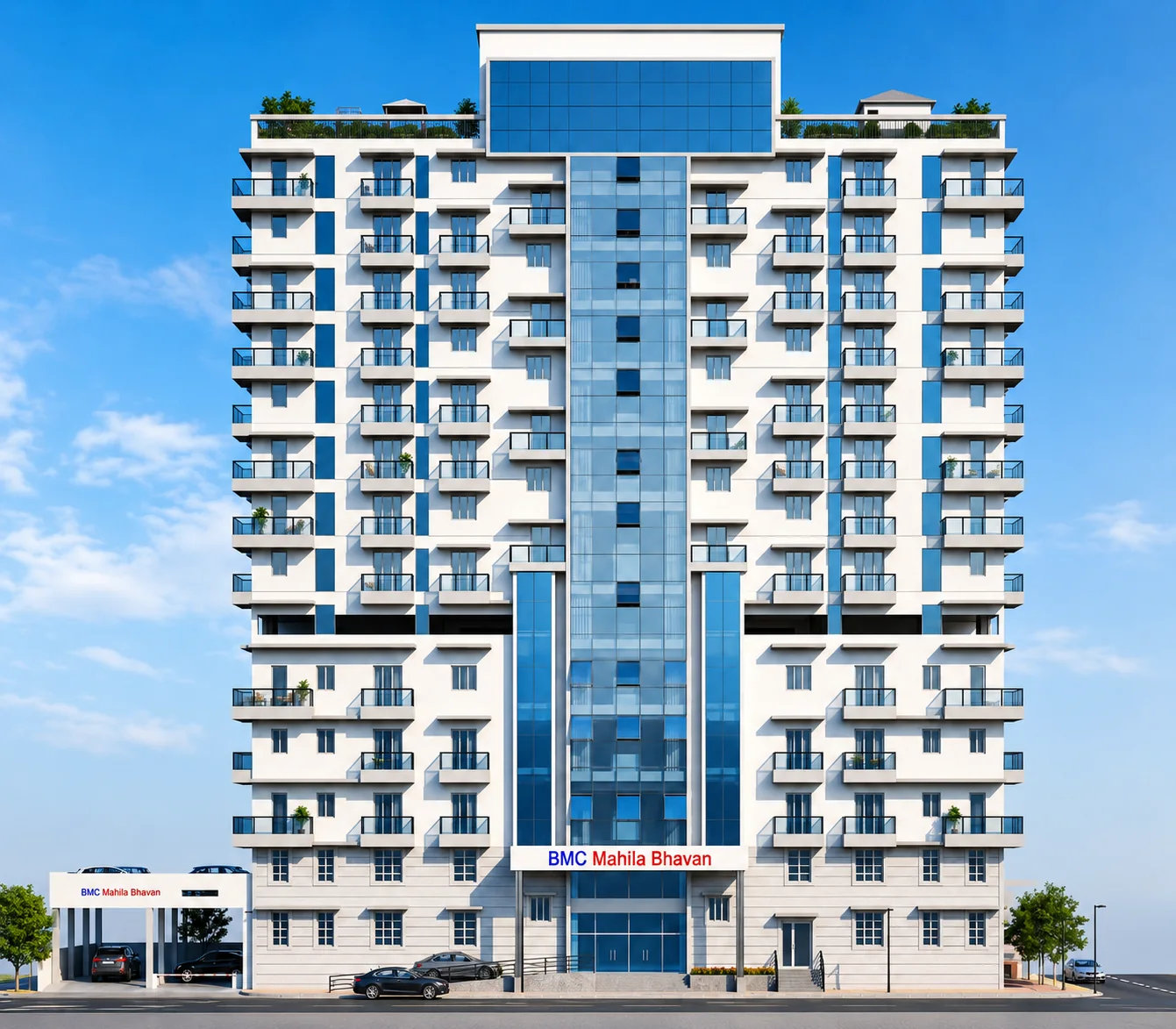 Architectural elevation of BMC Mahila Bhavan government project in Mumbai