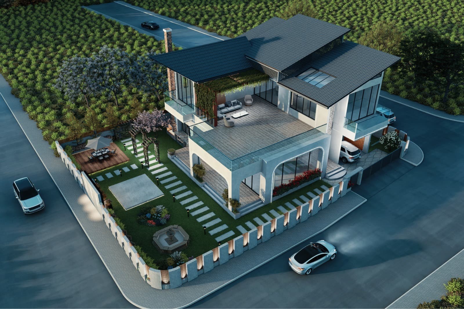 Villa site and terrace planning